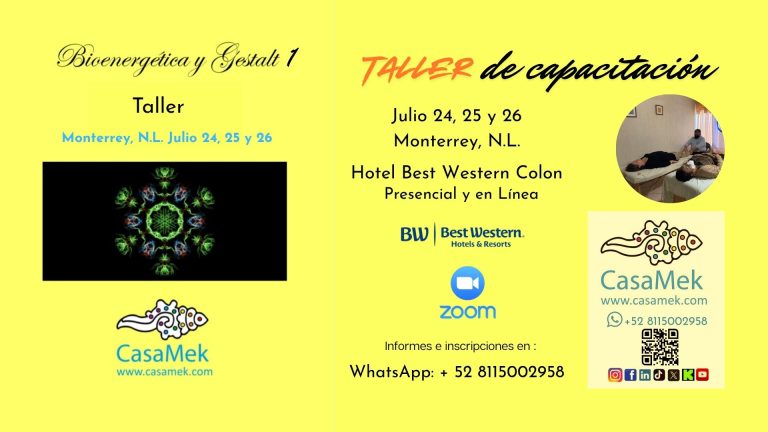 Bioenergética y Gestalt 1, Julio 24, 25 y 26